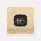 Champagne gold glitter sparkles Sweet 16 Servetten (Voorkant)