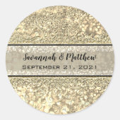 Champagne Gold Glitter Swirl Romantic Wedding Seal Ronde Sticker (Voorkant)