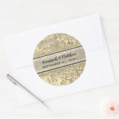 Champagne Gold Glitter Swirl Romantic Wedding Seal Ronde Sticker (Envelop)