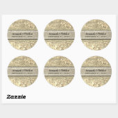 Champagne Gold Glitter Swirl Romantic Wedding Seal Ronde Sticker (Vel)