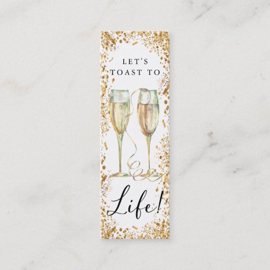 Champagne Gold Glitter Verjaardagsfeest Bladwijzer Mini Visitekaartje (Voorkant)