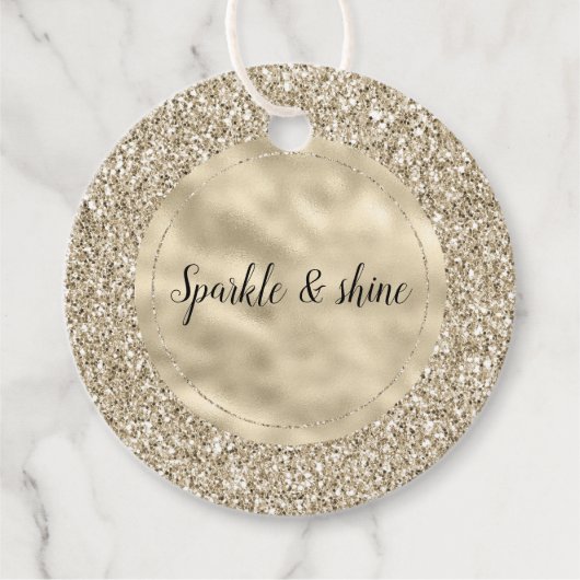 Champagne Gold Glitzy Glitter Bedankjes Labels (Voorkant)