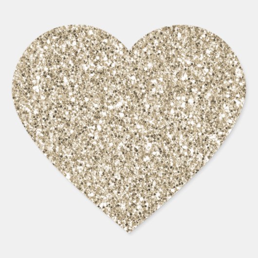 Champagne Gold Glitzy Glitter Hart Sticker (Voorkant)