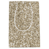Champagne Gold Glitzy Glitter Medium Cadeauzakje (Voorkant)