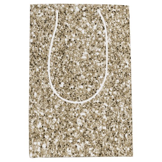 Champagne Gold Glitzy Glitter Medium Cadeauzakje (Voorkant)