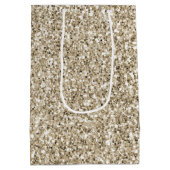 Champagne Gold Glitzy Glitter Medium Cadeauzakje (Achterkant)