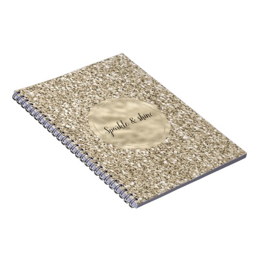 Champagne Gold Glitzy Glitter Notitieboek (Rechterzijde)