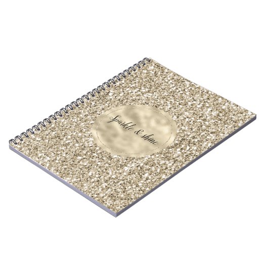 Champagne Gold Glitzy Glitter Notitieboek (Linkerzijde)