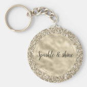 Champagne Gold Glitzy Glitter Sleutelhanger (Voorkant)