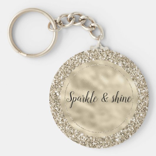 Champagne Gold Glitzy Glitter Sleutelhanger (Voorkant)