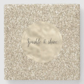Champagne Gold Glitzy Glitter Stenen Onderzetter (Voorkant)