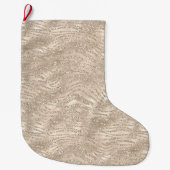 Champagne Gold Glitzy Glitter Zebra Print Grote Kerstsok (Voorkant)