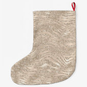 Champagne Gold Glitzy Glitter Zebra Print Grote Kerstsok (Achterkant)