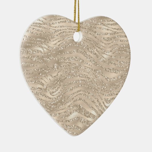 Champagne Gold Glitzy Glitter Zebra Print Keramisch Ornament (Rechts)