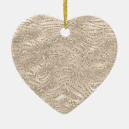 Champagne Gold Glitzy Glitter Zebra Print Keramisch Ornament