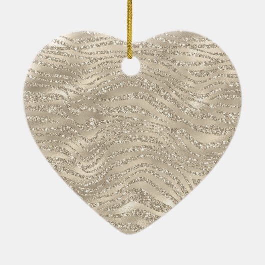 Champagne Gold Glitzy Glitter Zebra Print Keramisch Ornament (Achterkant)