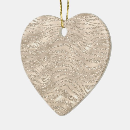Champagne Gold Glitzy Glitter Zebra Print Keramisch Ornament (Links)