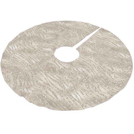 Champagne Gold Glitzy Glitter Zebra Print Kerstboom Rok (Gekanteld)