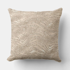 Champagne Gold Glitzy Glitter Zebra Print Kussen