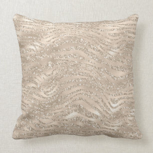 Champagne Gold Glitzy Glitter Zebra Print Kussen