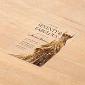 Champagne Gold Gown 70 & Fabulous 70th Birthday Acryl Uitnodigingen (Laagn)