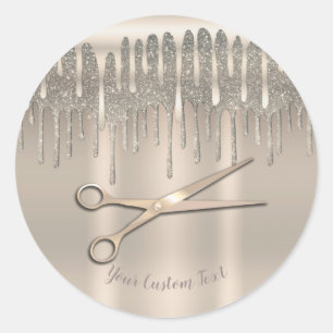 Champagne Gold Hair Stylist Diamond Drip Ronde Sticker