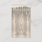 Champagne Gold Hair Stylist Diamond Drip Visitekaartje (Achterkant)