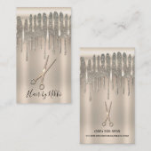 Champagne Gold Hair Stylist Diamond Drip Visitekaartje (Voorkant / Achterkant)