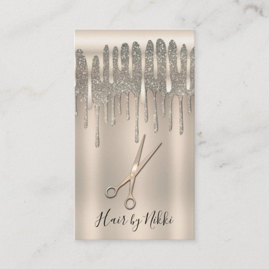 Champagne Gold Hair Stylist Diamond Drip Visitekaartje (Voorkant)