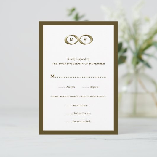 Champagne Gold Infinity Hand Clasp Wedding RSVP Ca (Staand voorkant)