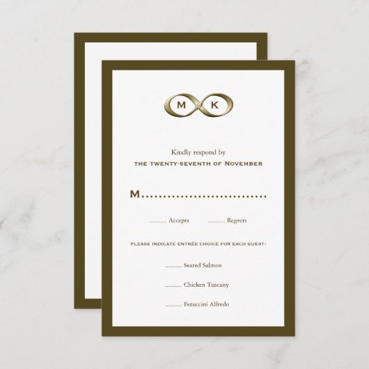 Champagne Gold Infinity Hand Clasp Wedding RSVP Ca (Voorkant / Achterkant)