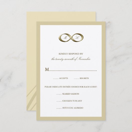 Champagne Gold Infinity Hand Clasp Wedding RSVP Ca (Voorkant / Achterkant)
