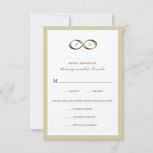 Champagne Gold Infinity Hand Clasp Wedding RSVP Ca Kaartje (Voorkant)