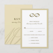 Champagne Gold Infinity Hand Clasp Wedding RSVP Ca Kaartje (Voorkant / Achterkant)