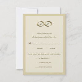 Champagne Gold Infinity Hand Clasp Wedding RSVP Kaartje