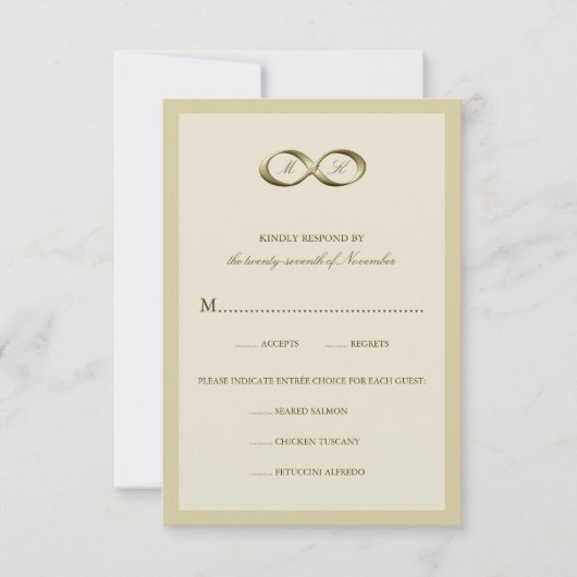 Champagne Gold Infinity Hand Clasp Wedding RSVP Kaartje (Voorkant)