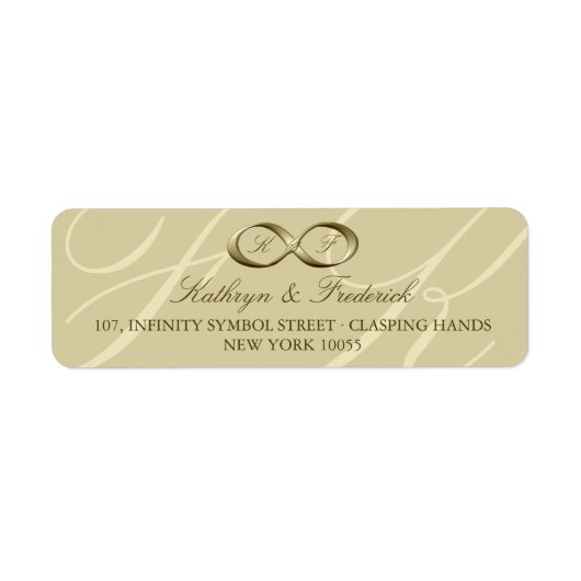 Champagne Gold Infinity Hand gesp Bruiloft Labels (Voorkant)