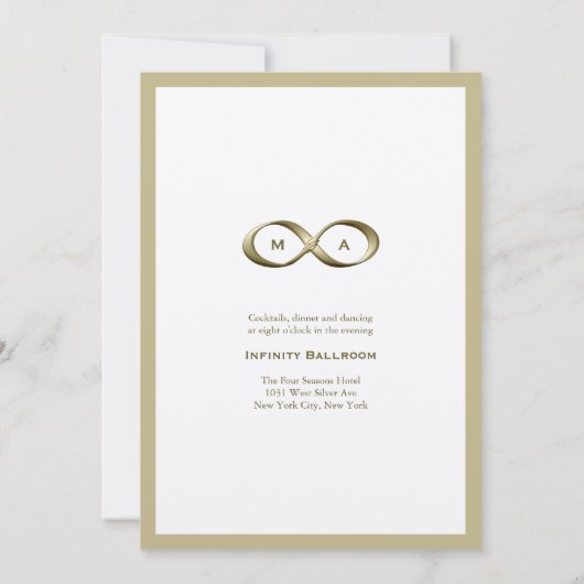 Champagne Gold Infinity Hand gesp bruiloft uitnodi Kaart (Achterkant)