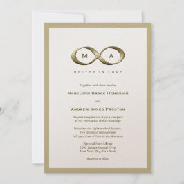 Champagne Gold Infinity Hand gesp bruiloft uitnodi Kaart