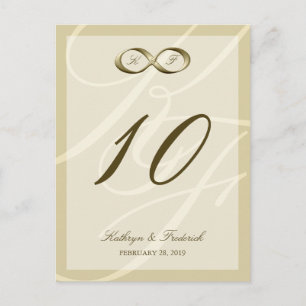Champagne Gold Infinity Hand gesp tafel nummer Briefkaart