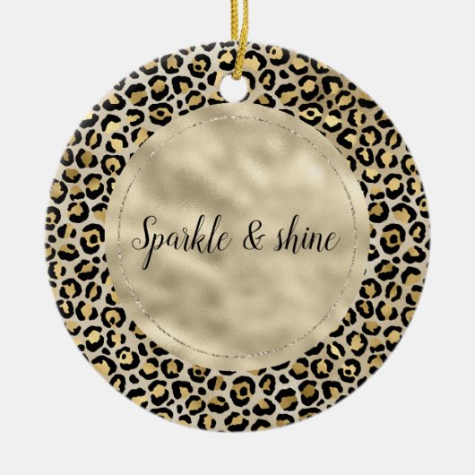 Champagne Gold Leopard Print Keramisch Ornament (Voorkant)