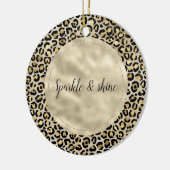 Champagne Gold Leopard Print Keramisch Ornament (Links)