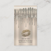Champagne Gold Lips Kiss Diamond Glitter Drip Visitekaartje (Achterkant)