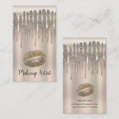 Champagne Gold Lips Kiss Diamond Glitter Drip Visitekaartje (Voorkant / Achterkant)