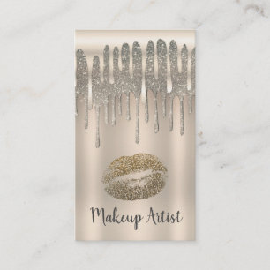 Champagne Gold Lips Kiss Diamond Glitter Drip Visitekaartje