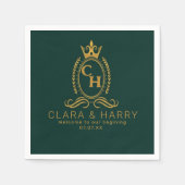Champagne gold minimal lettering green weeding servet (Voorkant)