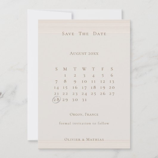 Champagne Gold Modern Chic Calendar slaat de datum Save The Date (Voorkant)