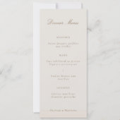 Champagne Gold Modern Minimalist Elegant Menu Kaar Kaart (Voorkant)