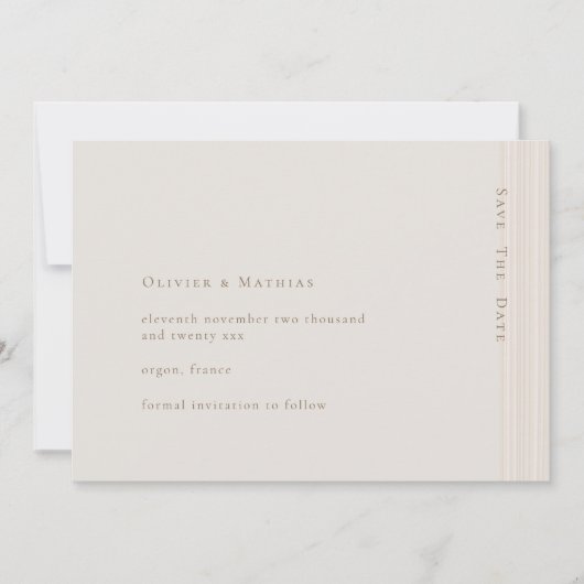 Champagne Gold Modern minimalist sparen de datum Kaart (Voorkant)