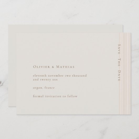 Champagne Gold Modern minimalist sparen de datum Kaart (Voorkant / Achterkant)